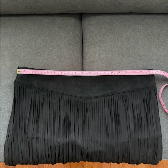 Idyllwind Faux Suede Black Fringe Mini Skirt Size XL - Picture 8 of 9